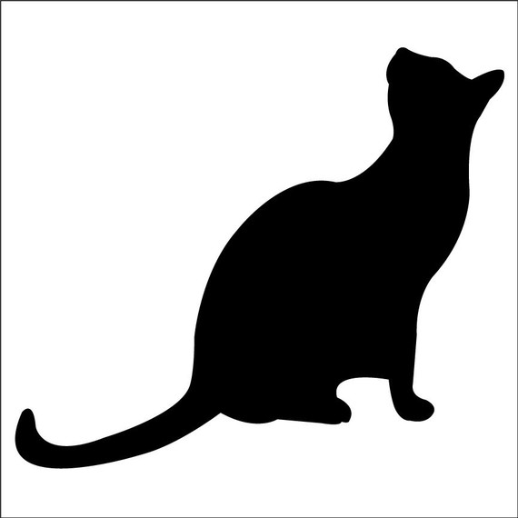 570x570 Life Size Black Cat Sitting Looking Up Vinyl By Wilsongraphics