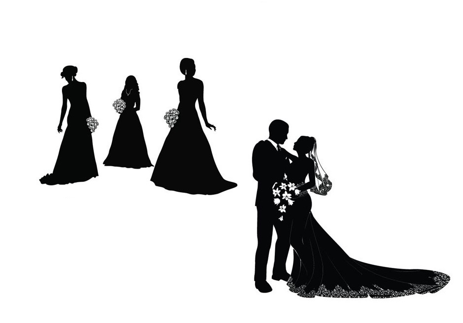 942x657 Bride Silhouette Black And White Vector Bride And Groom