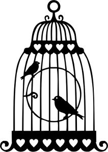 212x300 Die Cut Silhouette Love Birds In Cage X 8 For Cardmaking