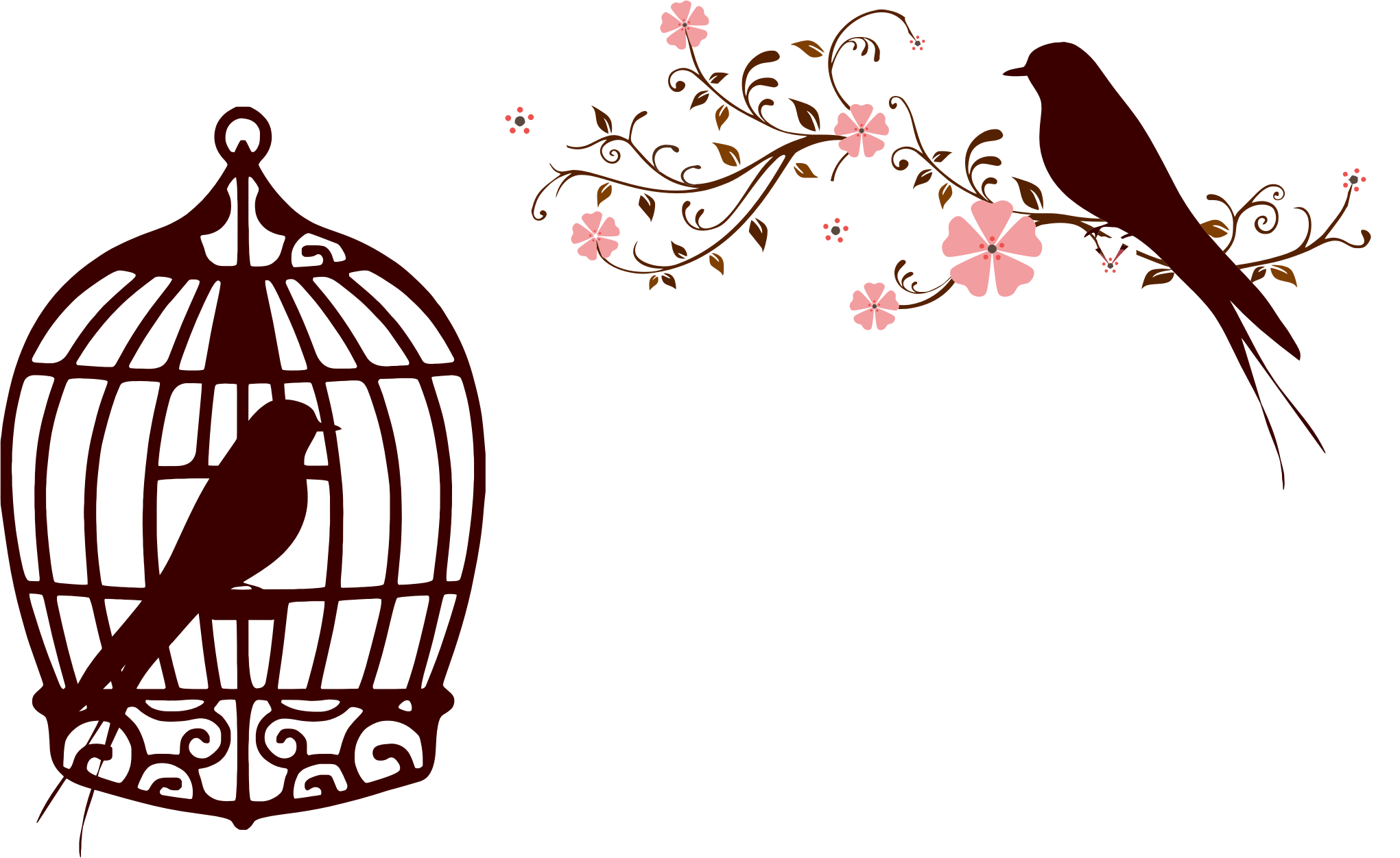 2041x1252 Floral Birds Silhouette No Background Icons Png