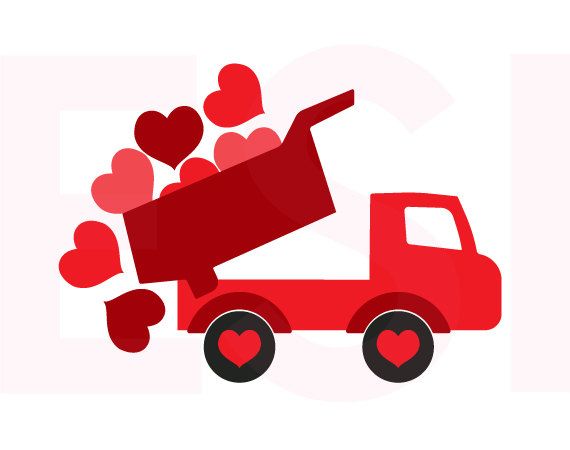 570x450 Valentine Svg, Truck With Falling Hearts, Svg, Dxf, Eps, For Use