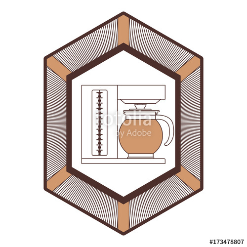 500x500 Logo Badge Decorative Of Coffee Maker With Glass Jar Silhouette