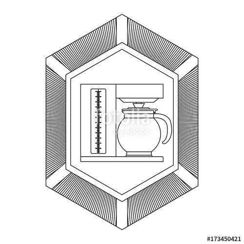 500x500 Logo Badge Decorative Of Coffee Maker With Glass Jar Striped Gray