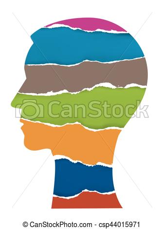 337x470 Male Head Silhouette With Torn Paper. Paper Head Silhouette