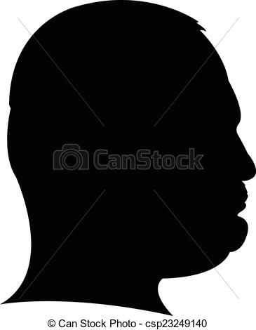 365x470 Silhouette Of A Man Head In Black, Eps Vector