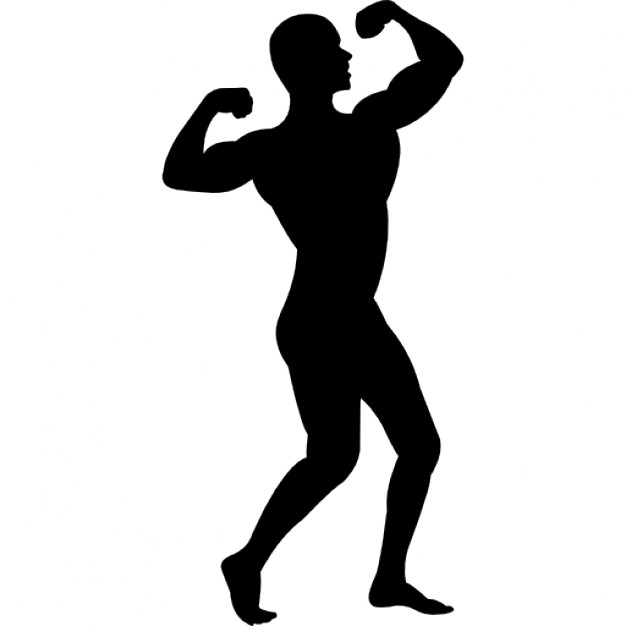 626x626 Man Flexing His Muscles Silhouette Icons Free Download
