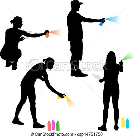 450x460 Set Silhouette Man And Woman Holding A Spray On A White Clipart