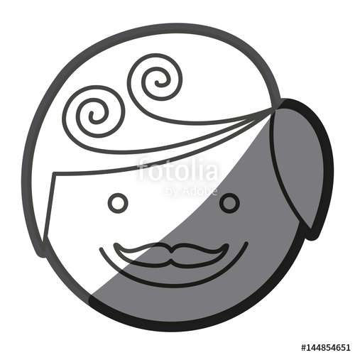 500x500 Monochrome Shading Silhouette Man Face With Moustache Caricature