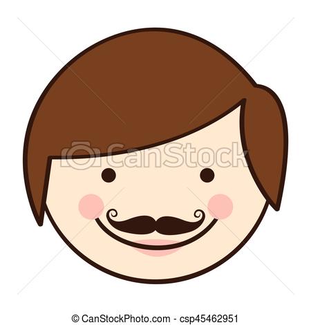450x470 Front View Colorful Silhouette Cartoon Man Father Face Clipart