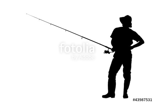 500x334 A Silhouette Of A Fisherman Holding A Fishing Pole Stock Image