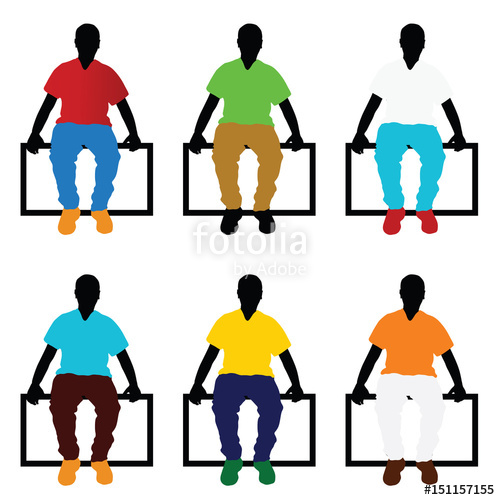 500x500 Man Silhouette Sitting Set In Color Illustration Stock Image
