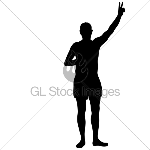 500x500 Black Silhouette Man Standing, People On White Background Gl