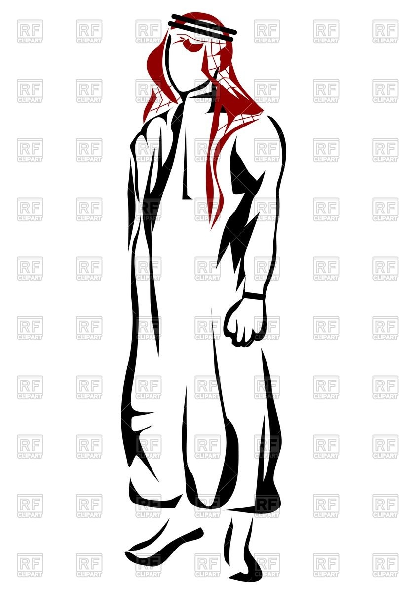 849x1200 Silhouette Of Arabic Man In Thawb Royalty Free Vector Clip Art