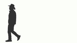 256x144 Silhouette Of A Walking Man In Cowboy Hat, 4k Shot With Alpha