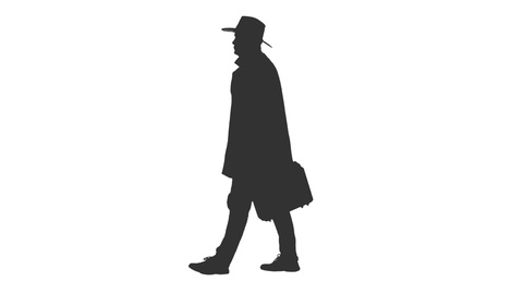 480x270 Video Silhouette Of A Man In Cowboy Hat Walks With Case, 4k