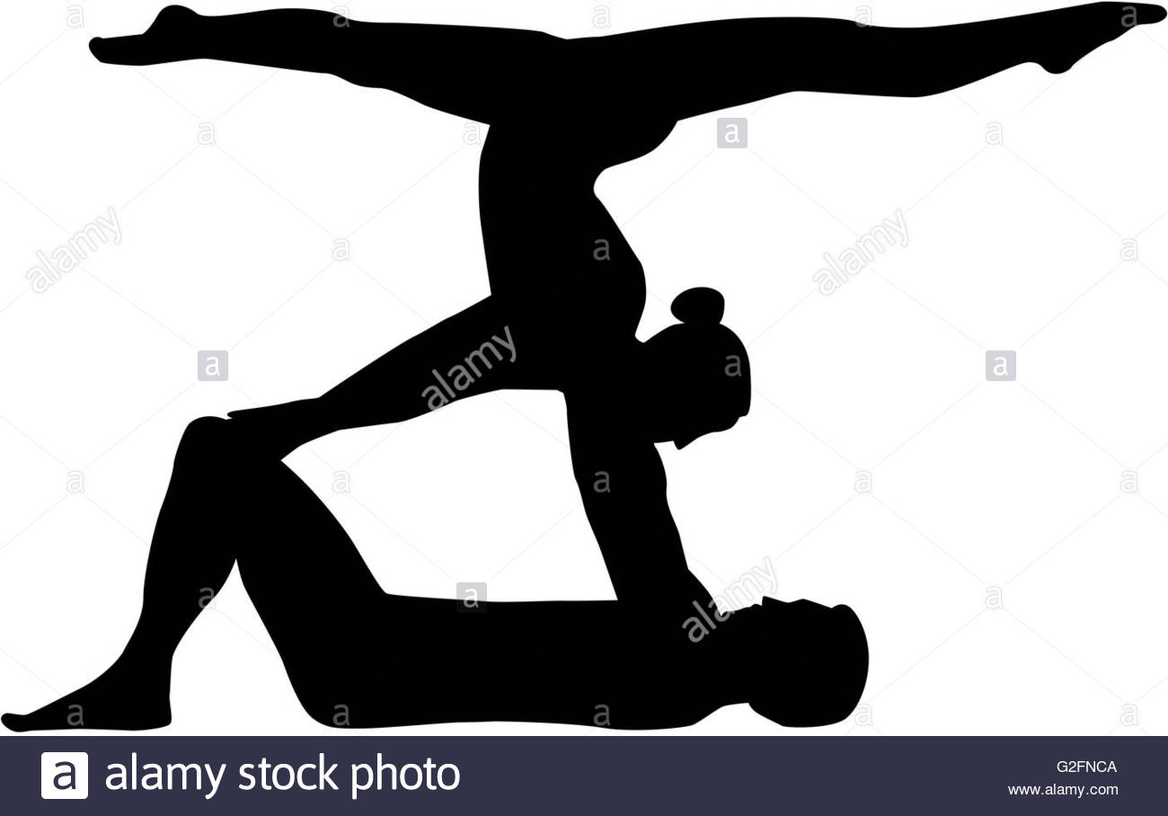 1300x908 Acrobatics Silhouette Man And Woman Stock Photo 104837610