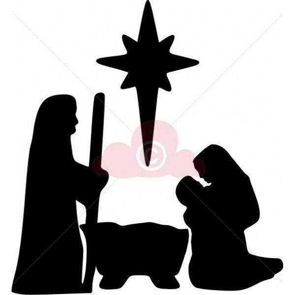 600x600 Nativity Scene Silhouette Pattern Christmas Filigran