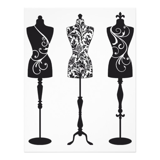 512x512 Vintage Fashion Mannequins Silhouettes Letterhead Fashion