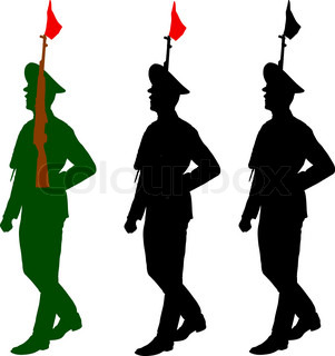 301x320 Silhouette Soldiers During A Military Parade. Vector Illustration