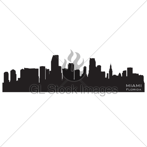 500x500 Miami, Florida Skyline. Detailed Vector Silhouette Gl Stock Images