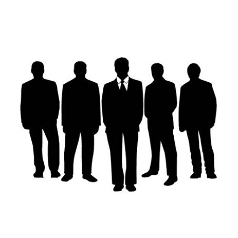 463x463 Men Standing In Group Silhouette Car Decal Sticker, Dk