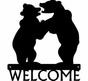 300x275 Bear Cubs Playing Wildlife Metal Welcome Sign Art Silhouette New