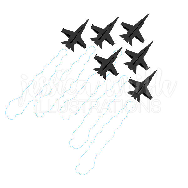 600x600 Jets In Formation Silhouette Digital Clipart Military Clip