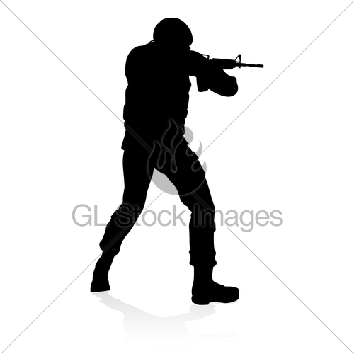 500x500 Soldier Military Detailed Silhouette Gl Stock Images