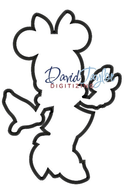 416x634 Minnie Mouse Silhouette Embroidery Machine Design Applique