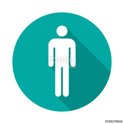 500x500 Man Circle Icon With Long Shadow. Flat Design Style. Man Simple