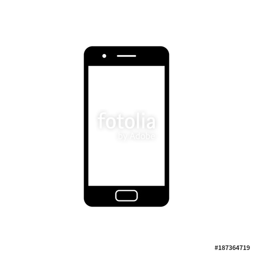 500x500 Mobile Phone Icon. Black, Minimalist Icon Isolated On White