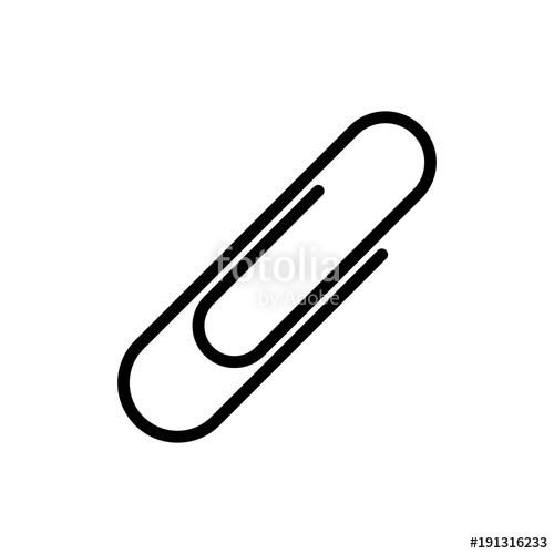 500x500 Paper Clip Icon. Black, Minimalist Icon Isolated On White