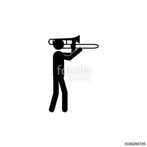 500x500 Trombone Player Icon. Silhouette Of A Musician Icon. Premium