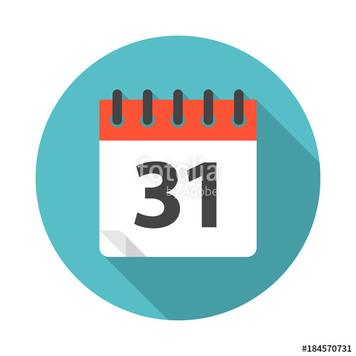 500x500 Calendar Circle Icon With Long Shadow. Flat Design Style. Calendar