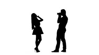 320x180 Model Changes Poses In The Studio. Girl In Profile Posing