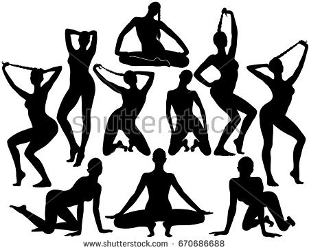 450x367 Free Clipart Of Silhouette Of A Big Breasted Model Standing Posing