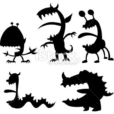 380x380 Humourous Monster Silhouettes. Vector Art, Royalty And Monsters
