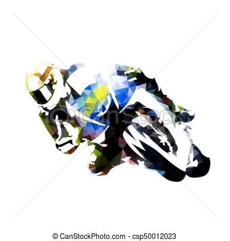 450x470 Motorcycle Rider, Abstract Polygonal Vector Silhouette, Vector