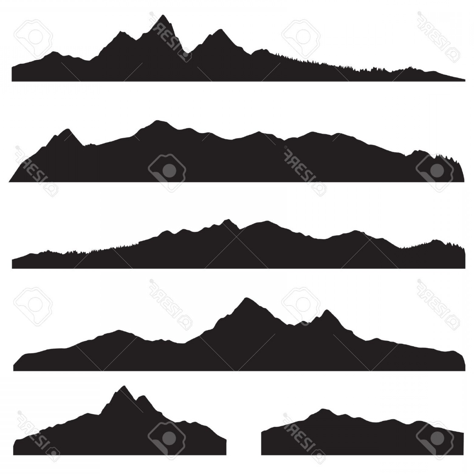 1560x1560 Photostock Vector Mountains Landscape Silhouette Set Abstract High