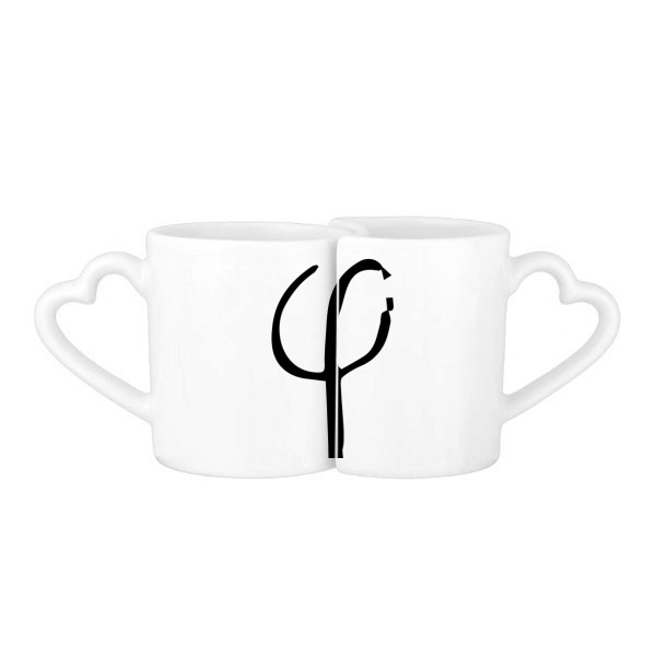 600x600 Greek Alphabet Phi Black Silhouette Lovers' Mug Lover Mugs Set