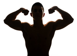 300x221 Silhouette Of A Muscular Man Royalty Free Stock Image