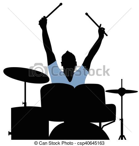 450x470 Man Playing Drumms Silhouette Music Illustration. Man Clip Art