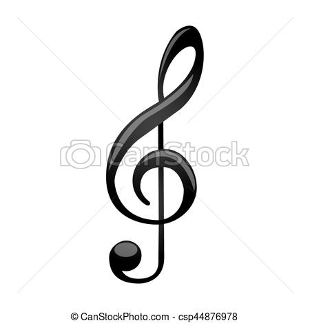 450x470 Monochrome Silhouette With Sign Music Treble Clef Vector