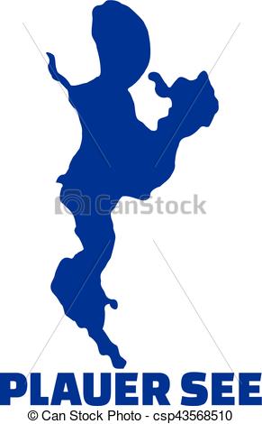 291x470 Lake Plauer See Silhouette With Name Vector Clip Art