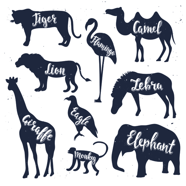 600x600 Animals Silhouette With Name Vectors 02