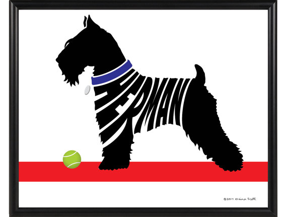 570x431 Personalized Miniature Schnauzer Silhouette Print Framed Dog