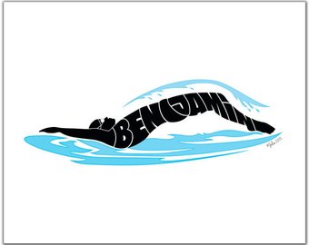 340x270 Swimmer Silhouette Etsy