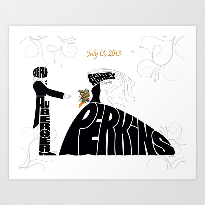 700x700 Wedding Gift Name Silhouette Art Print By Juliasabrosky Society6