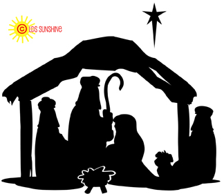 324x281 Manger Scene Silhouette W Star Xmas Silhouette