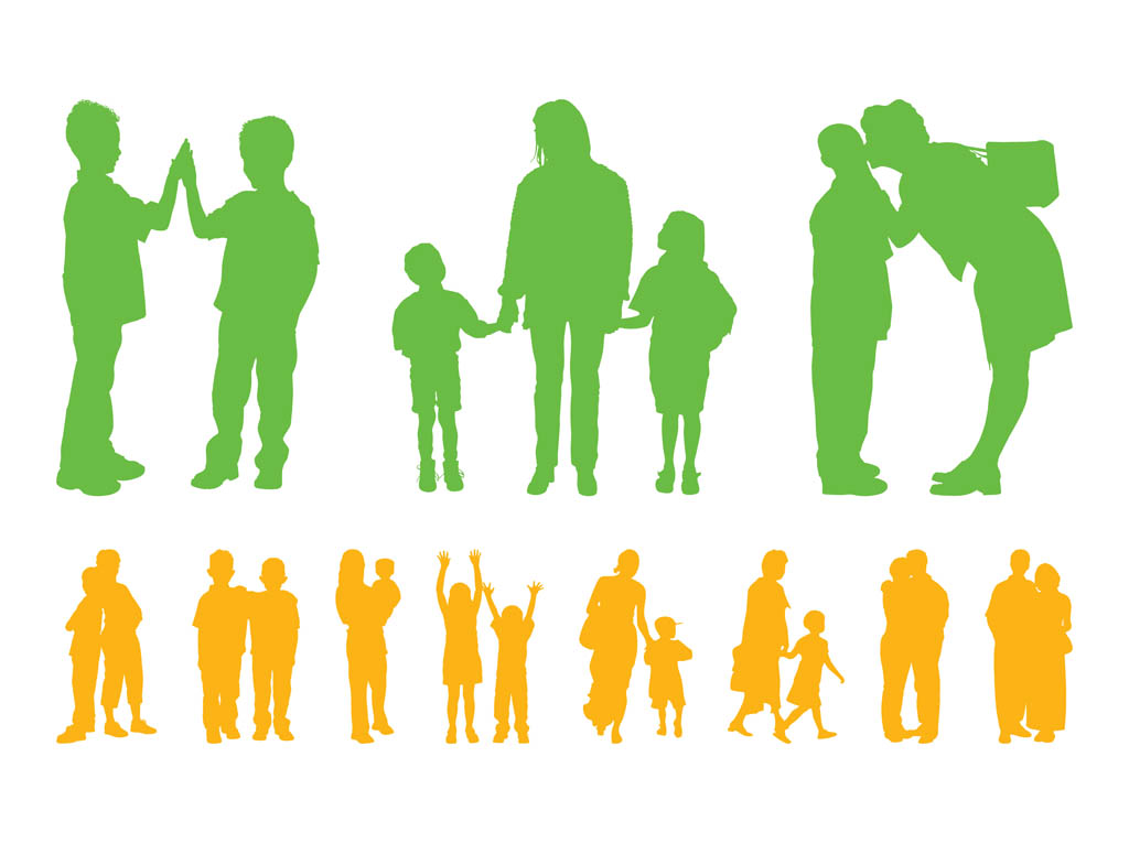 1024x765 Children And Parents Silhouettes Vector Art Amp Graphics